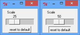 Test-Programm für Scale mit Funktion zum Zurücksetzen auf Default-Wert