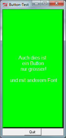 Button mit geänderter Farbe und Größe in Perl/Tk