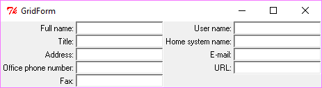 UI-Eingabemaske mit Grid-Geometriemanager