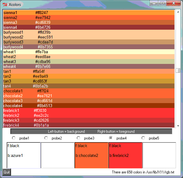 X11-Farben zur Ansicht in einer Perl/Tk-GUI