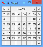 Tk::Month - Widget zur Auswahl eines Datums